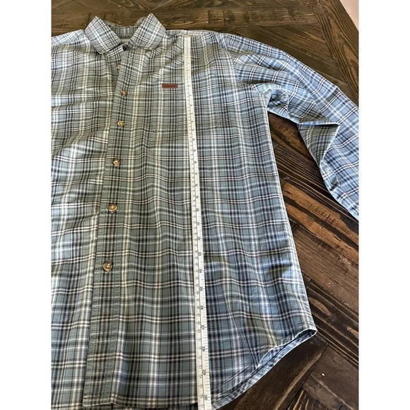 Carhartt 100% Cotton Button Down Men’s Medium Blue Brown Country Western Aztec - Picture 7 of 10